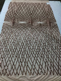 4 Way Stretch Sequins Geometric Fabric Champagne Lace Fabric Dress Prom-Fabric Lace-Gown By Yard