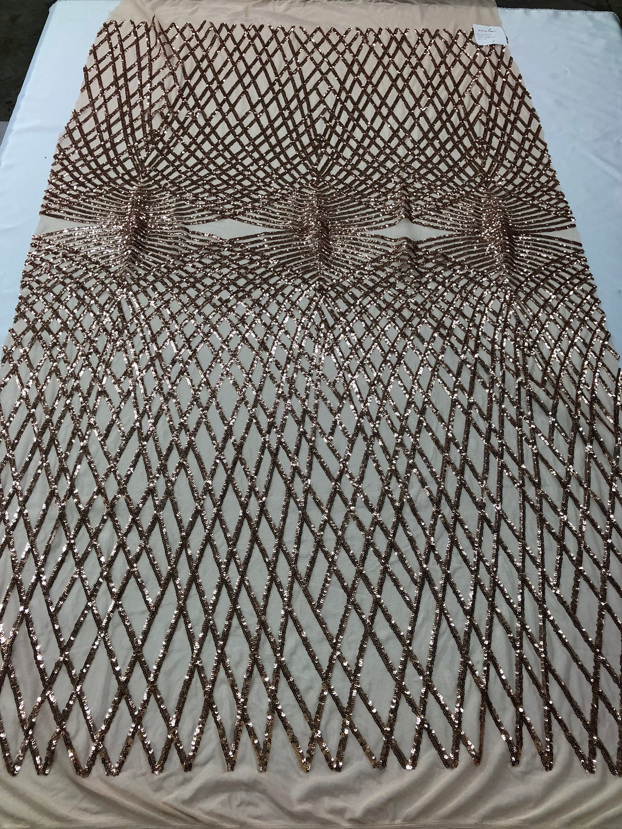 4 Way Stretch Sequins Geometric Fabric Champagne Lace Fabric Dress Prom-Fabric Lace-Gown By Yard