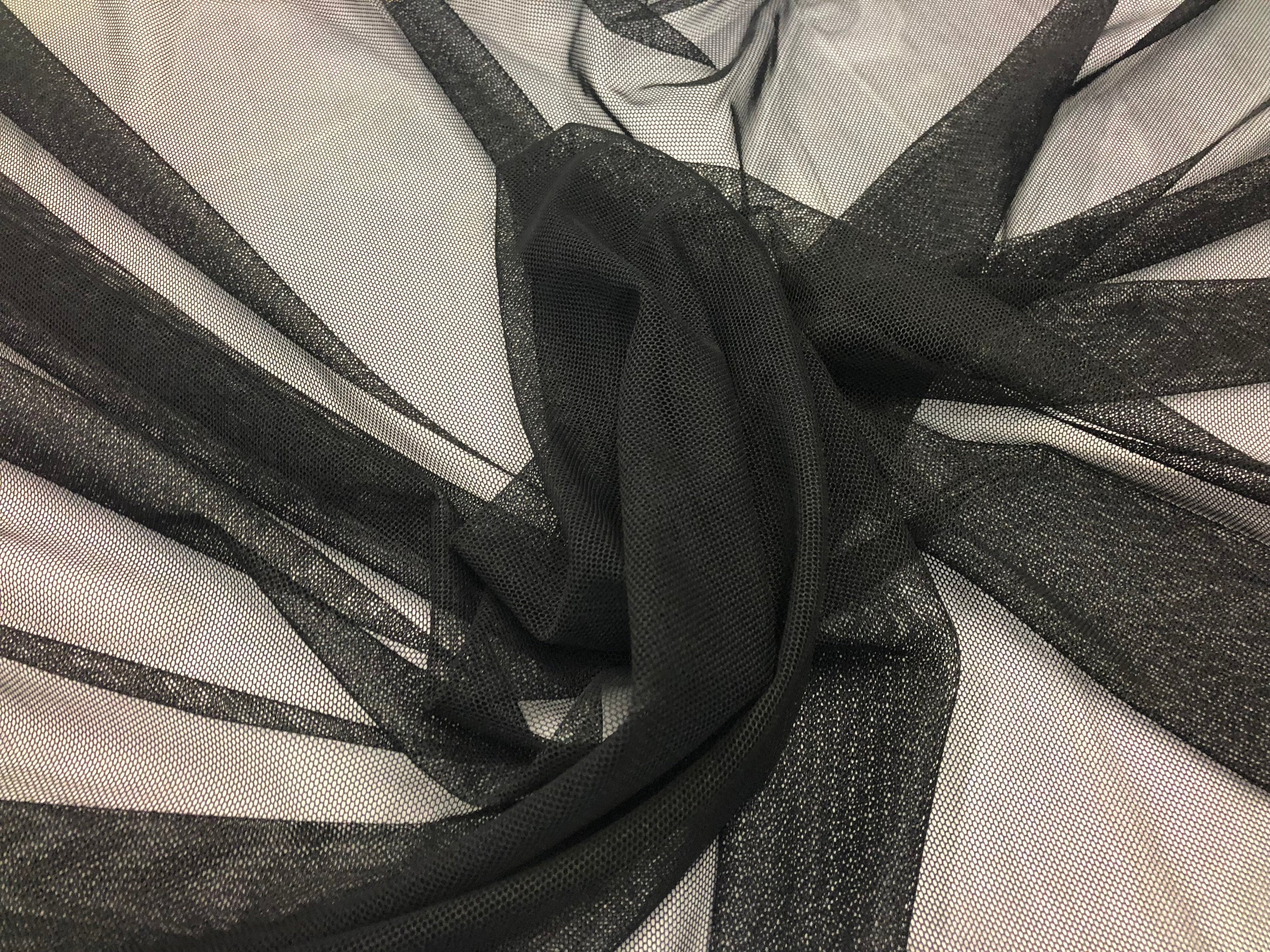 BLACK Power Mesh By The Yard Nylon Lycra Spandex 4 Way Stretch Apparel Fabric 58"/60" Wide