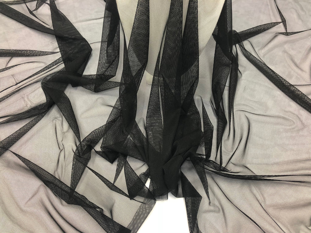 BLACK Power Mesh By The Yard Nylon Lycra Spandex 4 Way Stretch Apparel Fabric 58"/60" Wide