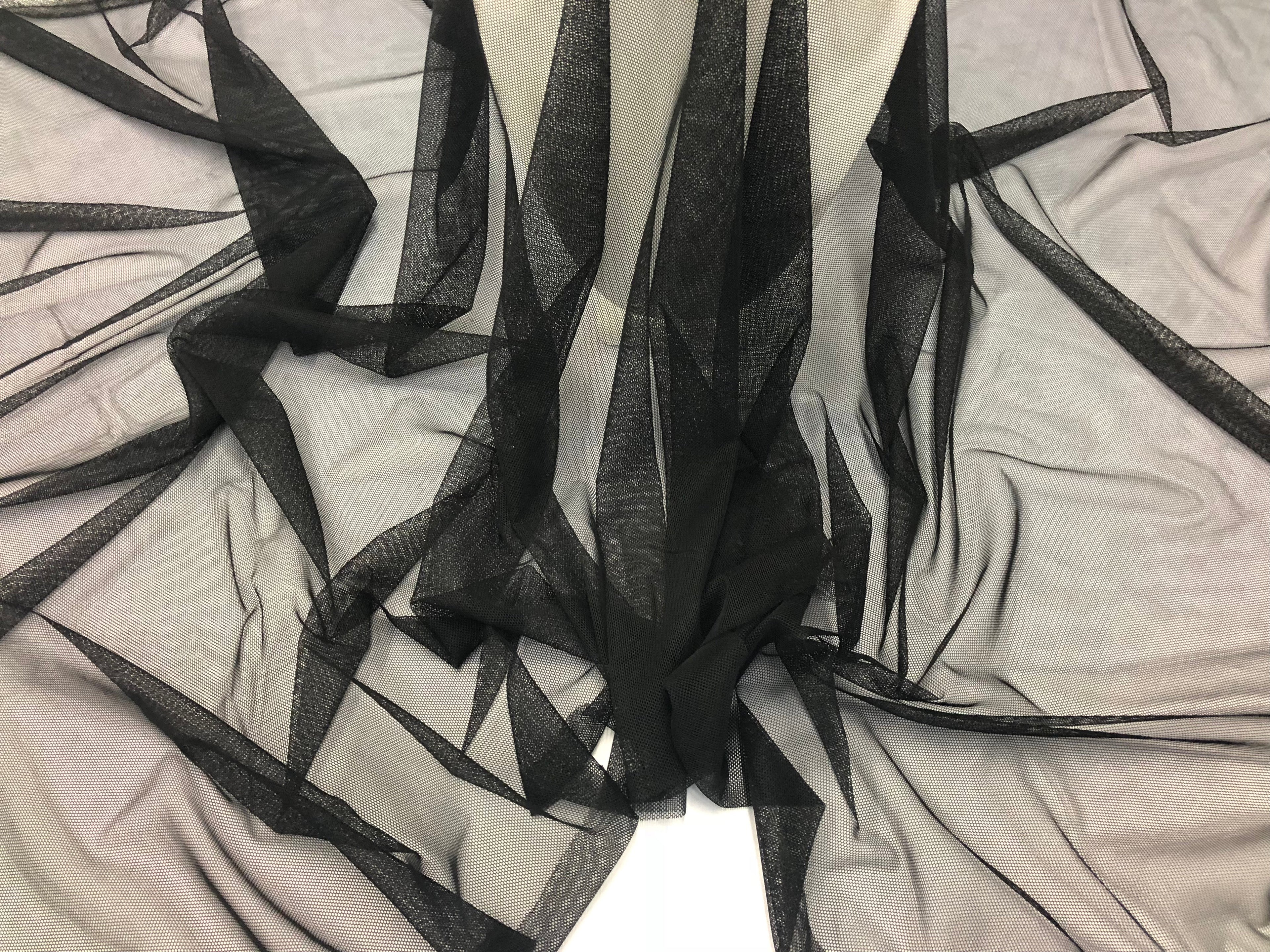BLACK Power Mesh By The Yard Nylon Lycra Spandex 4 Way Stretch Apparel Fabric 58"/60" Wide