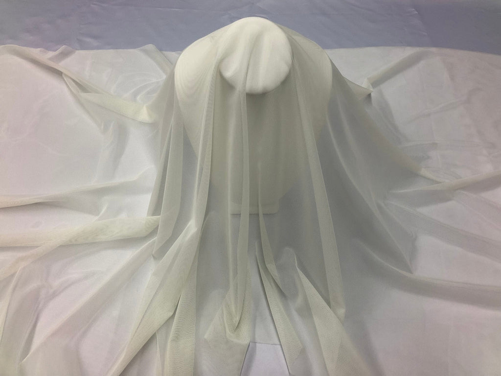 Power Mesh Fabric By The Yard - Ivory - Nylon Lycra Spandex 4 Way Stretch Apparel Fabric  58"/60"