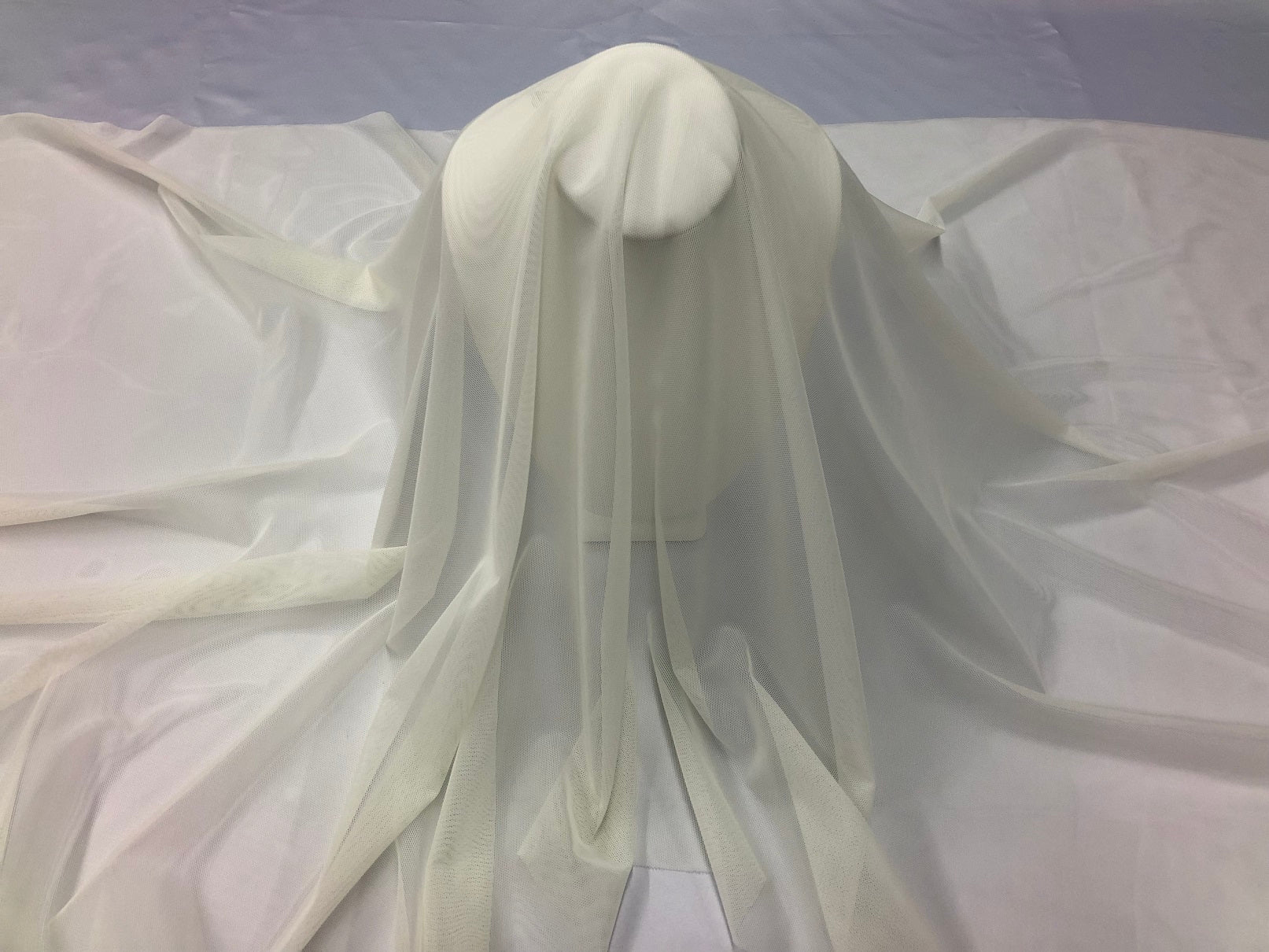Power Mesh Fabric By The Yard - Ivory - Nylon Lycra Spandex 4 Way Stretch Apparel Fabric  58"/60"