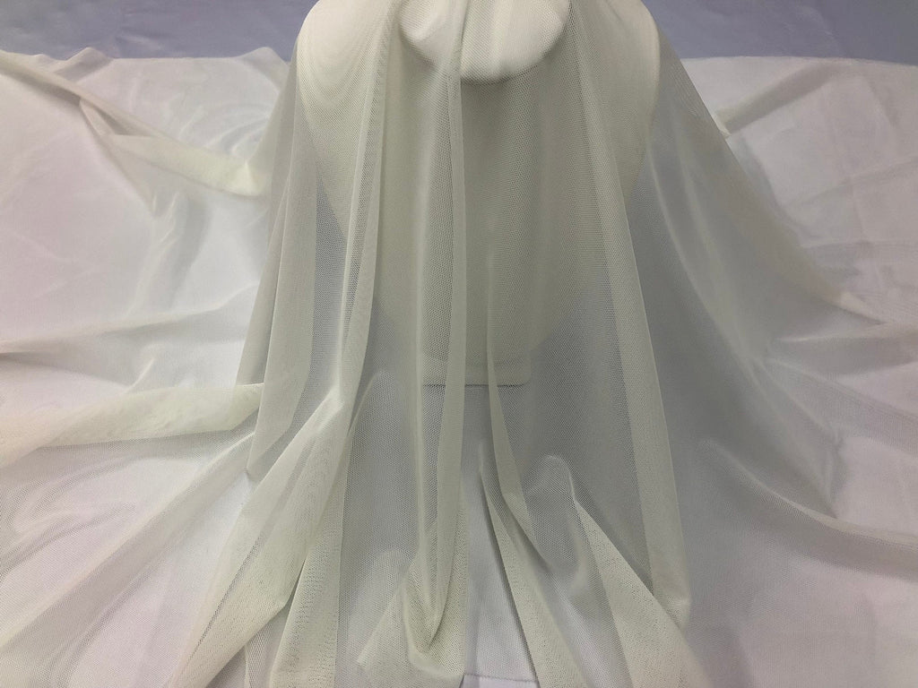 Power Mesh Fabric By The Yard - Ivory - Nylon Lycra Spandex 4 Way Stretch Apparel Fabric  58"/60"