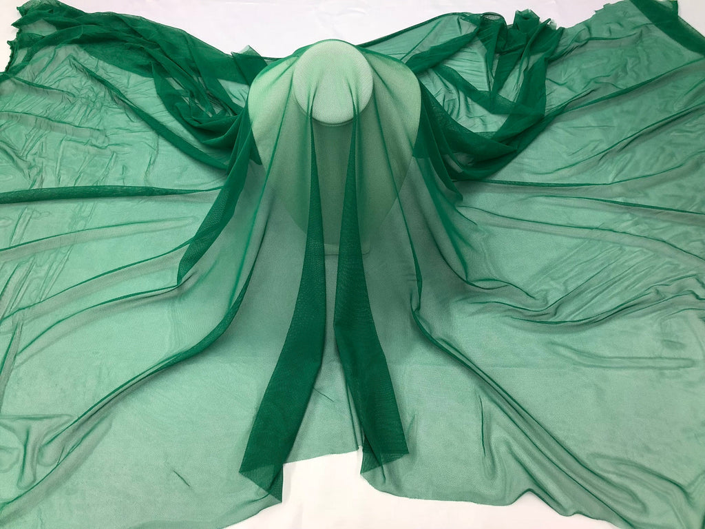 Power Mesh Fabric By The Yard - Green - Nylon Lycra Spandex 4 Way Stretch Apparel Fabric  58"/60"