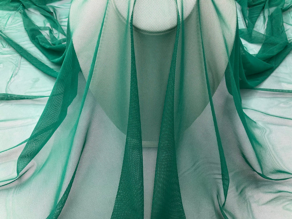 Power Mesh Fabric By The Yard - Green - Nylon Lycra Spandex 4 Way Stretch Apparel Fabric  58"/60"