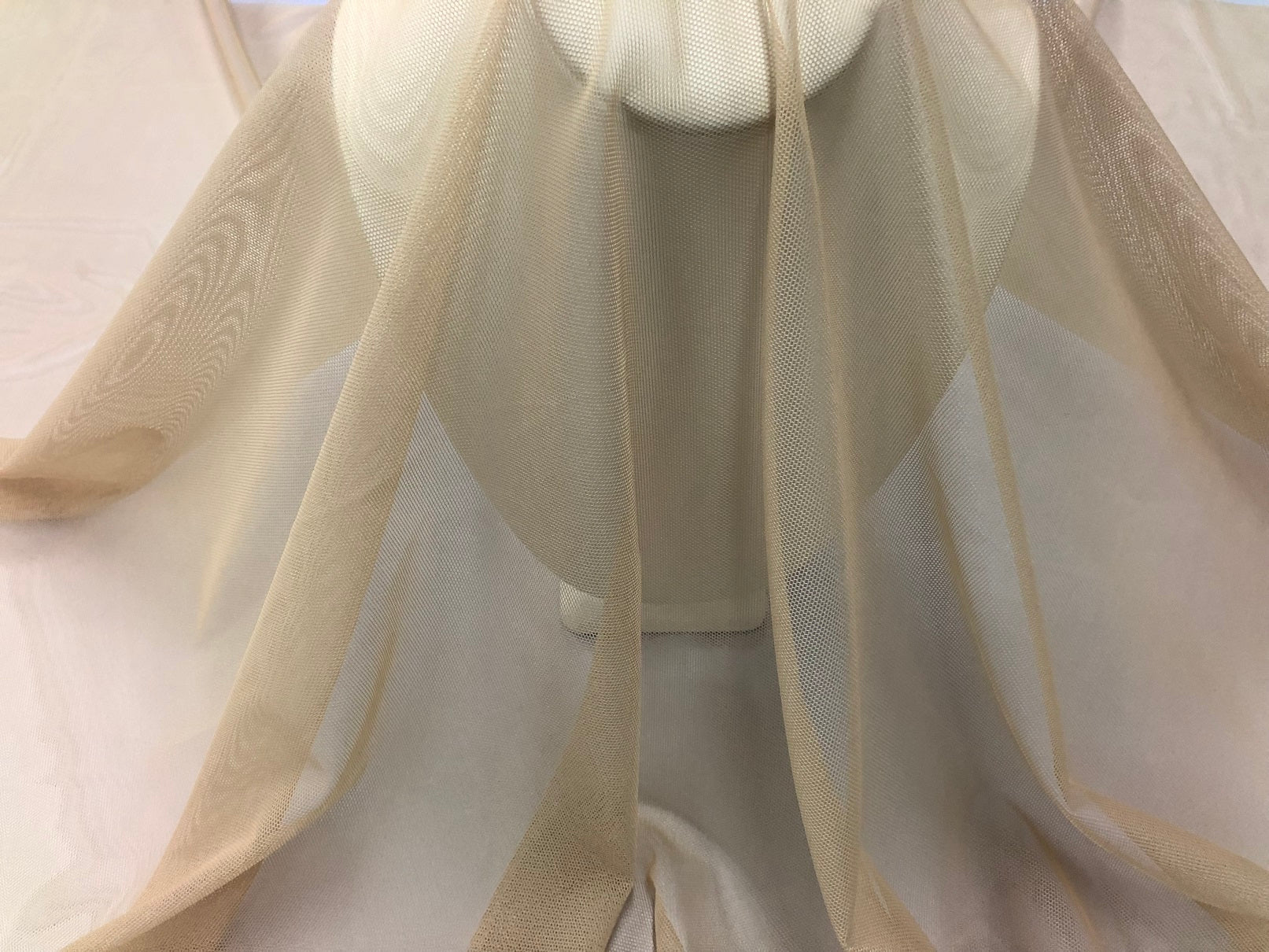 Power Mesh Fabric By The Yard - Light Champagne  - Nylon Lycra Spandex 4 Way Stretch Fabric  58"/60"
