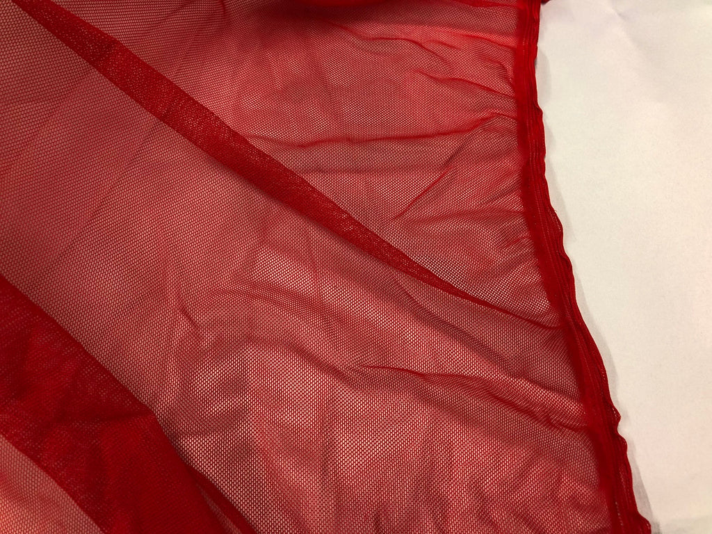 Power Mesh Fabric By The Yard - Red - Nylon Lycra Spandex 4 Way Stretch Apparel Fabric  58"/60"