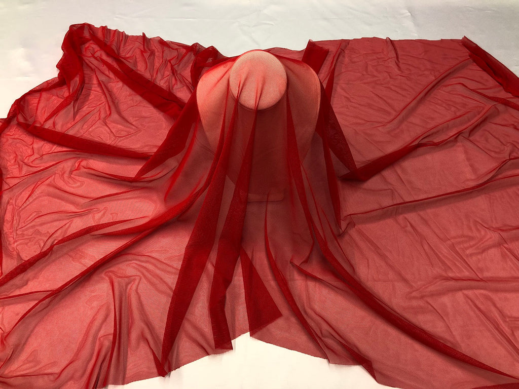 Power Mesh Fabric By The Yard - Red - Nylon Lycra Spandex 4 Way Stretch Apparel Fabric  58"/60"