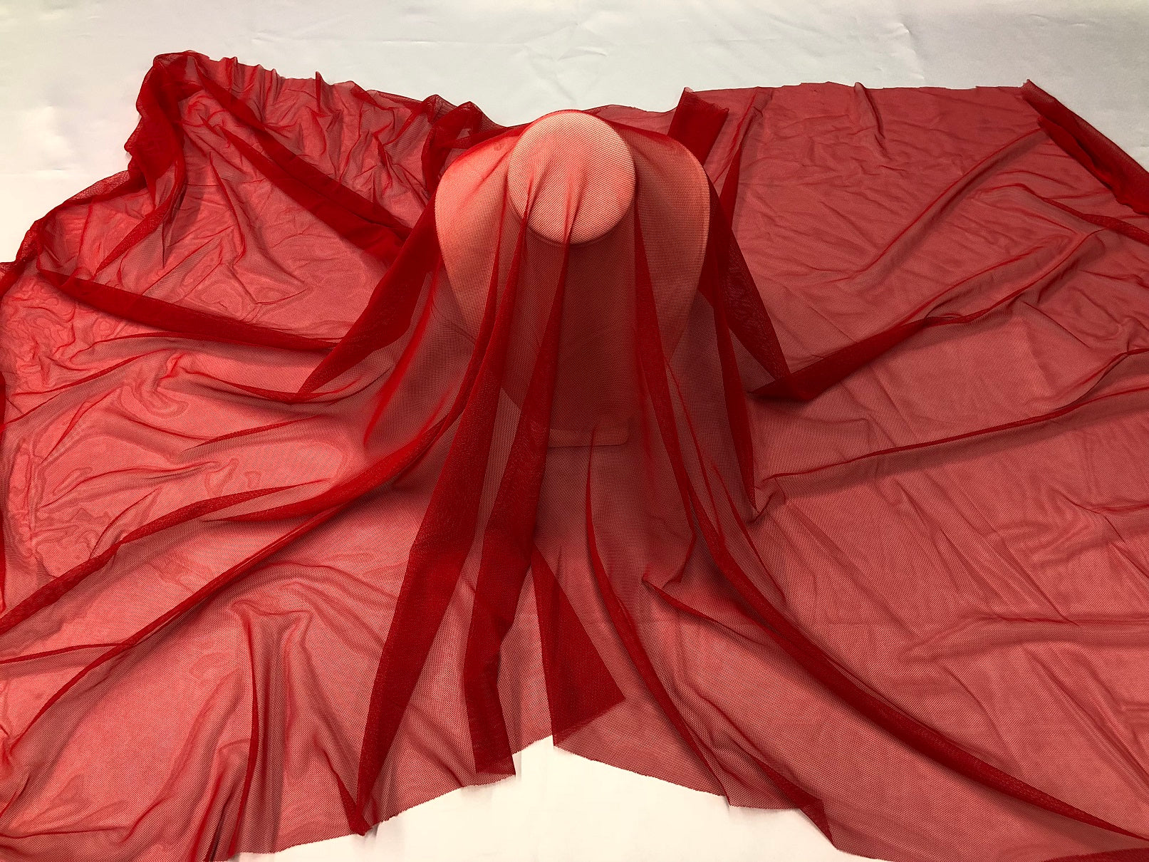 Power Mesh Fabric By The Yard - Red - Nylon Lycra Spandex 4 Way Stretch Apparel Fabric  58"/60"