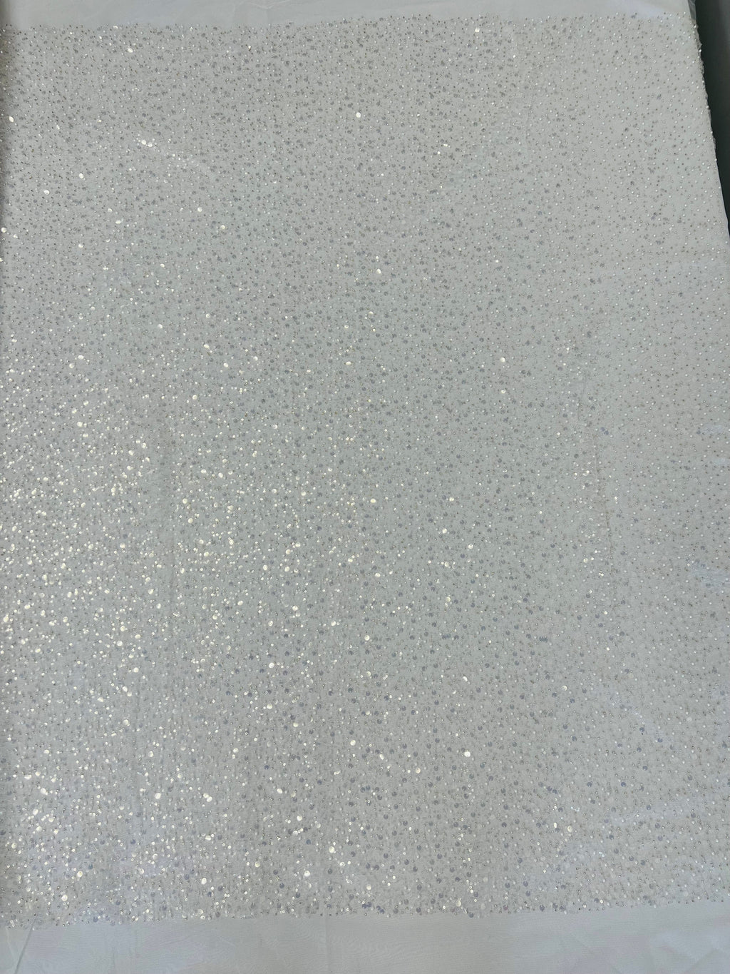 Beaded Mesh Fabric - White - Embroidered Beaded Wedding Bridal Fabric By The Yard