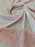 Beaded Mesh Fabric - Pink Iridescent - Embroidered Beaded Wedding Bridal Fabric By The Yard