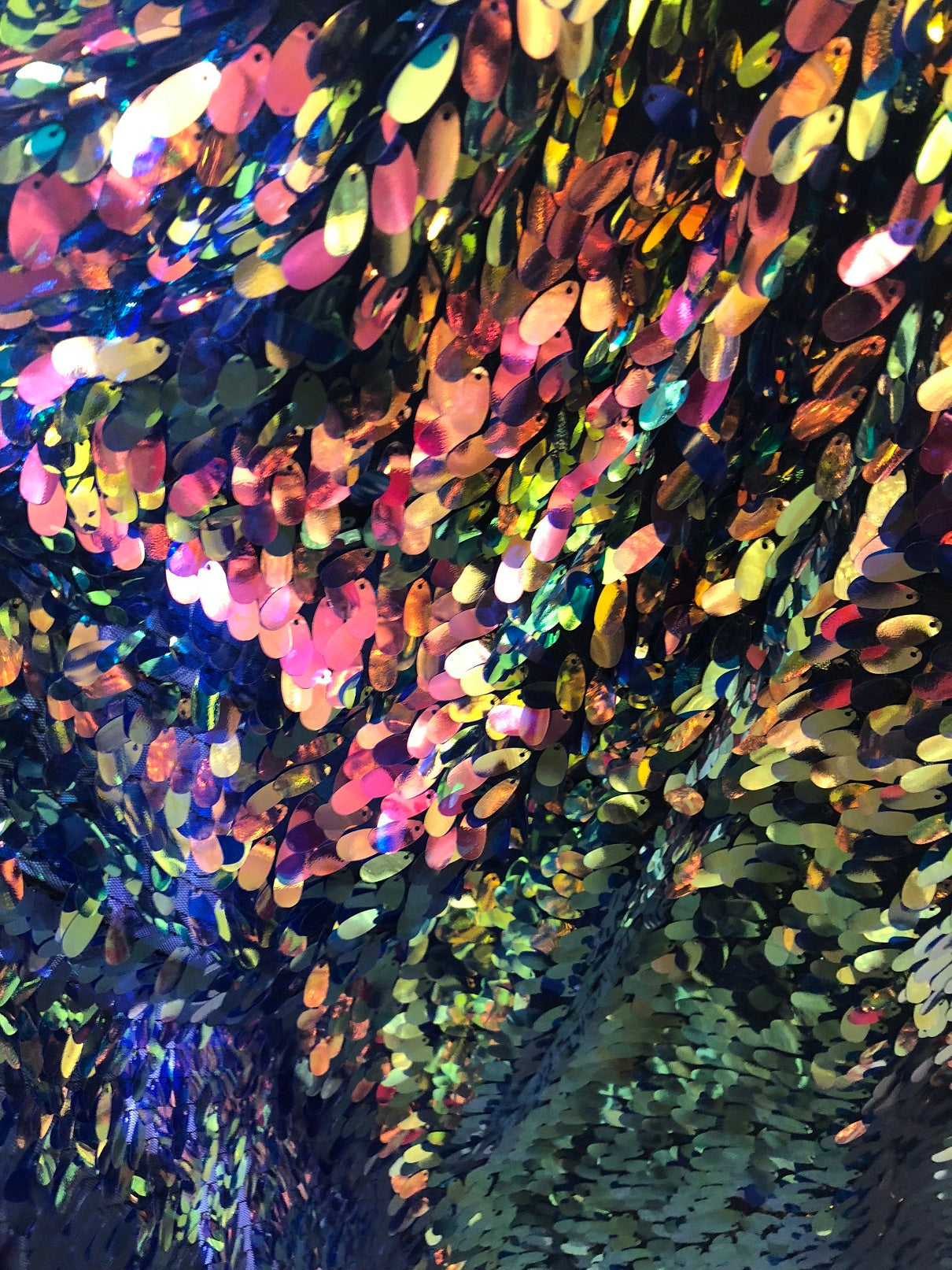 Iridescent Oval Tear Drop Sequins Fabric Irisdescent Rainbow Mermaid Shiny Fabric By The Yard