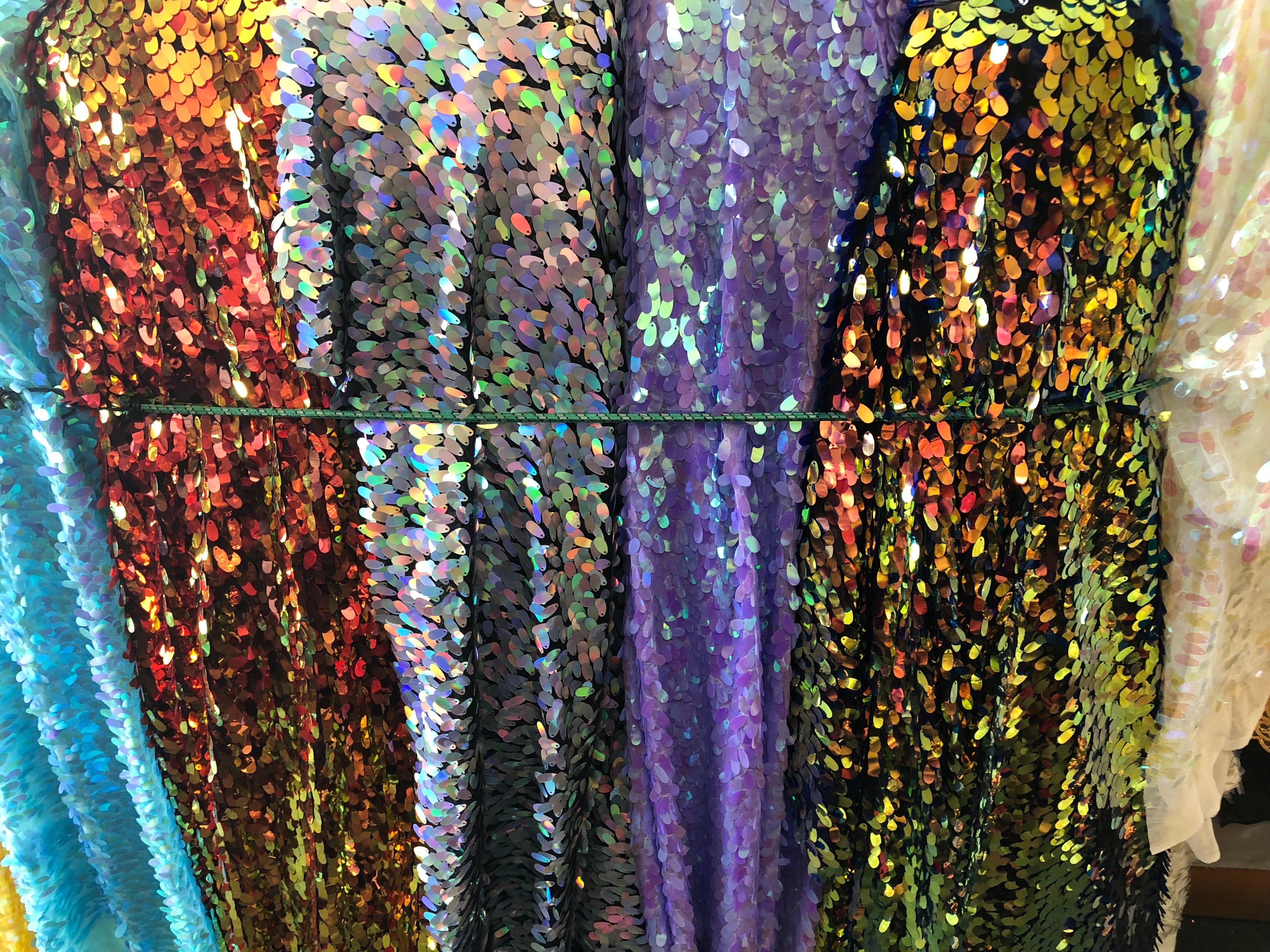 Iridescent Oval Tear Drop Sequins Fabric Irisdescent Clear Mermaid Shiny Fabric By The Yard