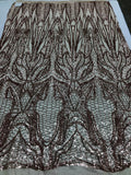 Geometric Line Sequins 4 Way Stretch Fabric - Champagne -  Quality Design Fabric By The Yard