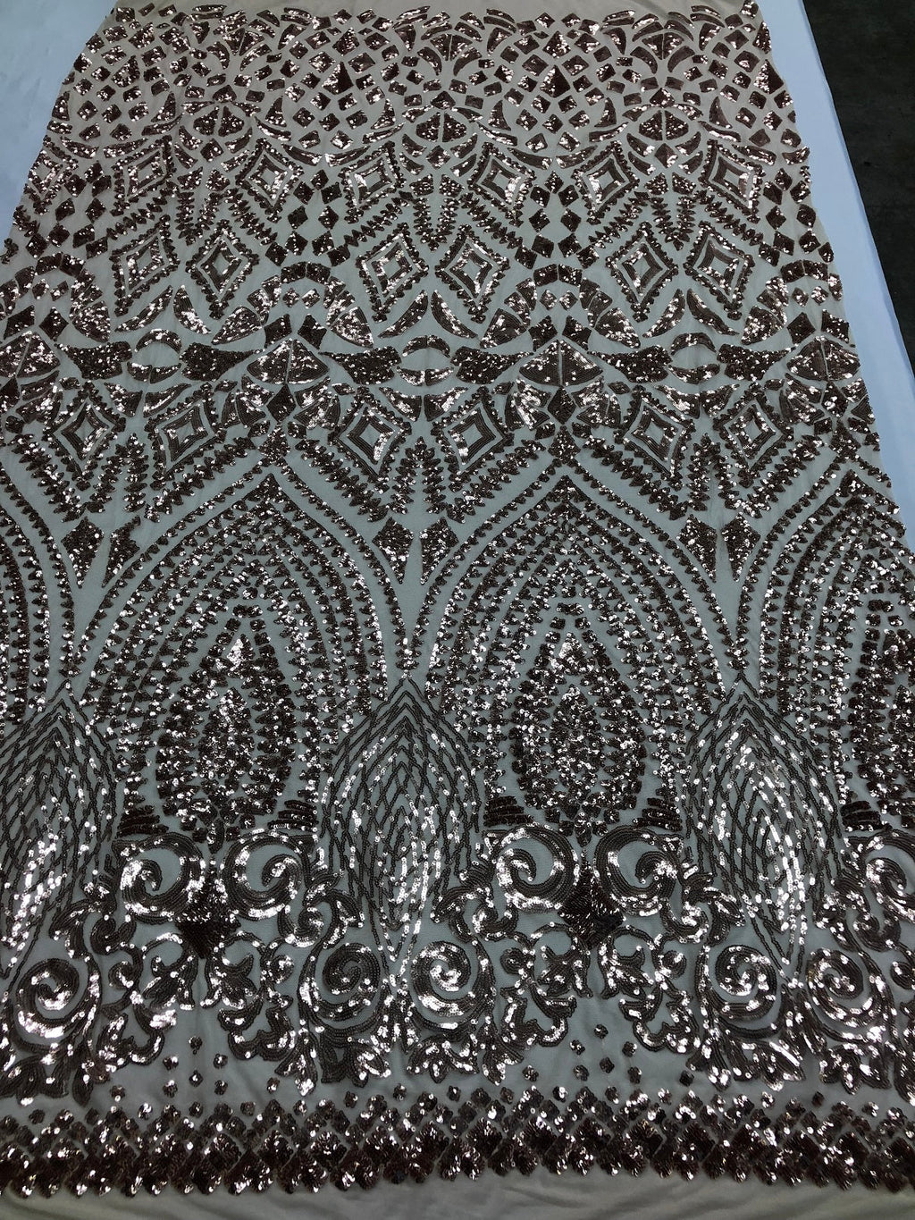 Geometric Patterns 4 Way Stretch Sequins Fabric Champagne Shiny Sequins Fashion Design By The Yard