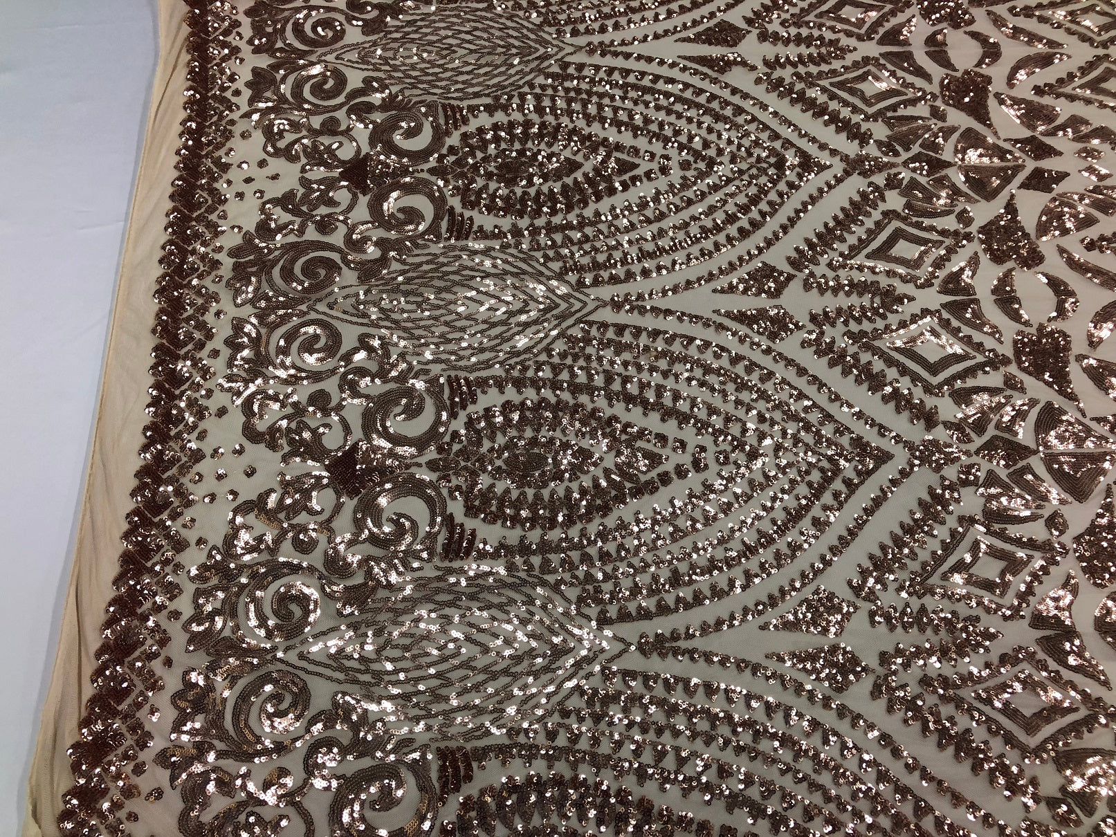 Geometric Patterns 4 Way Stretch Sequins Fabric Champagne Shiny Sequins Fashion Design By The Yard