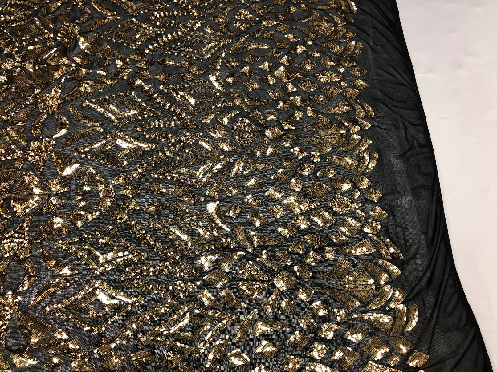 Geometric Patterns 4 Way Stretch Sequins Fabric Gold Shiny Sequins Fashion Design By The Yard