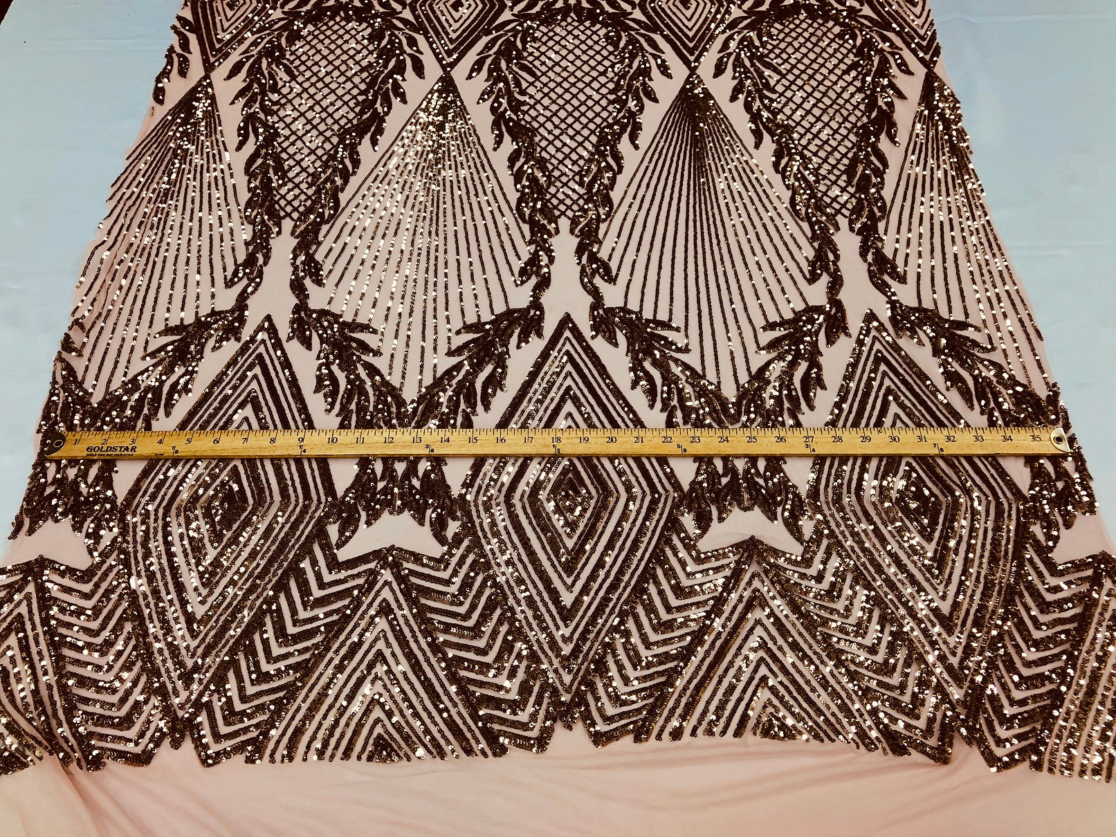 Sequins 4 Way Stretch Shiny Fabric with Triangle Net Pattern - Dusty Rose - Fabric Sold by The Yard
