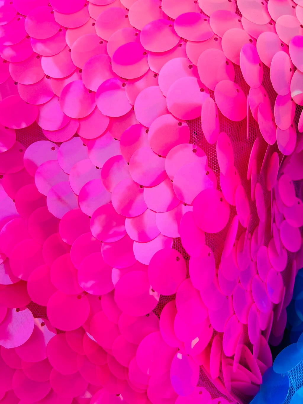 Circle Sequins - Pink -  Big Sequins On Mesh Fabric Sold By The Yard