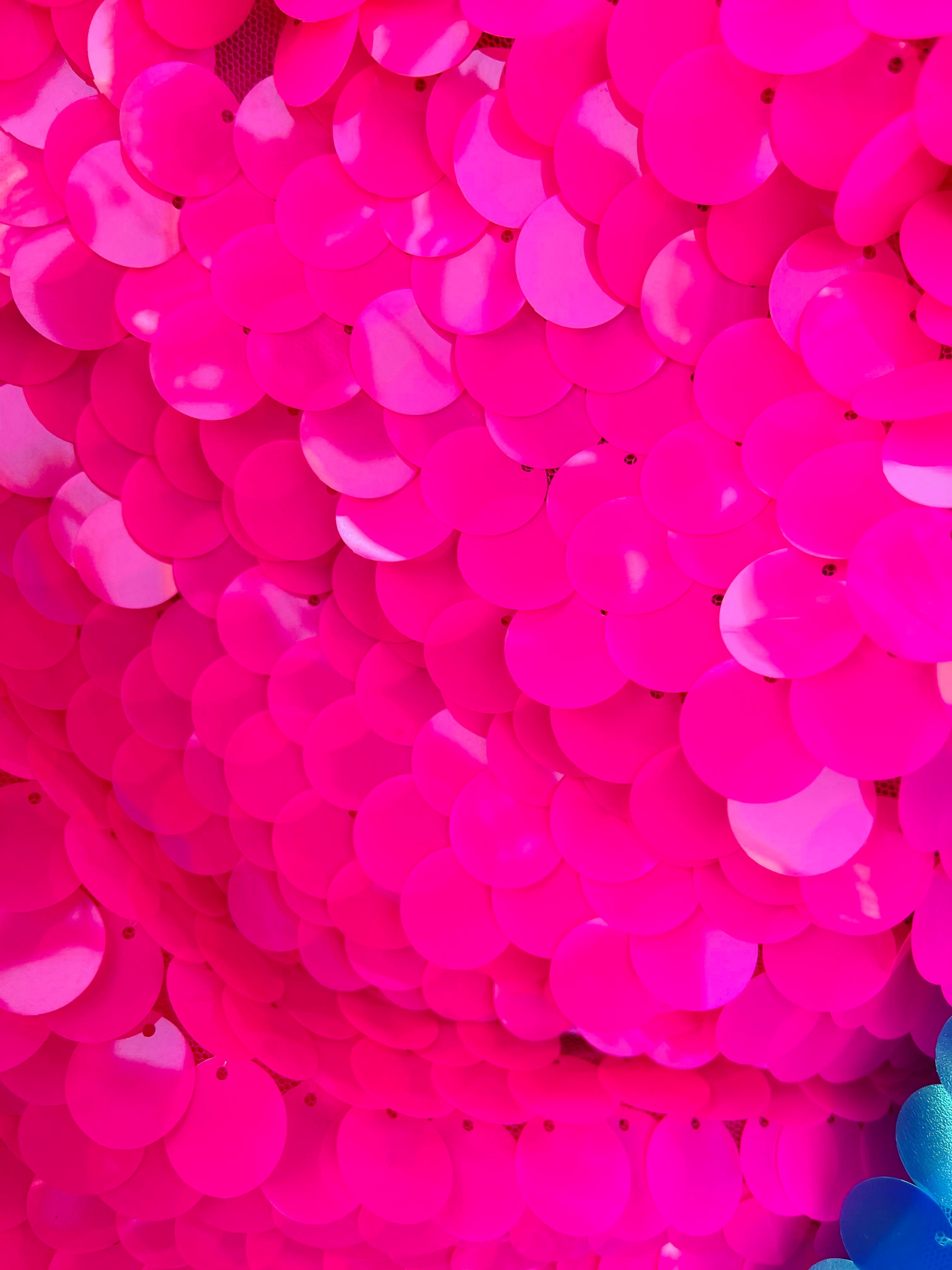 Circle Sequins - Pink -  Big Sequins On Mesh Fabric Sold By The Yard