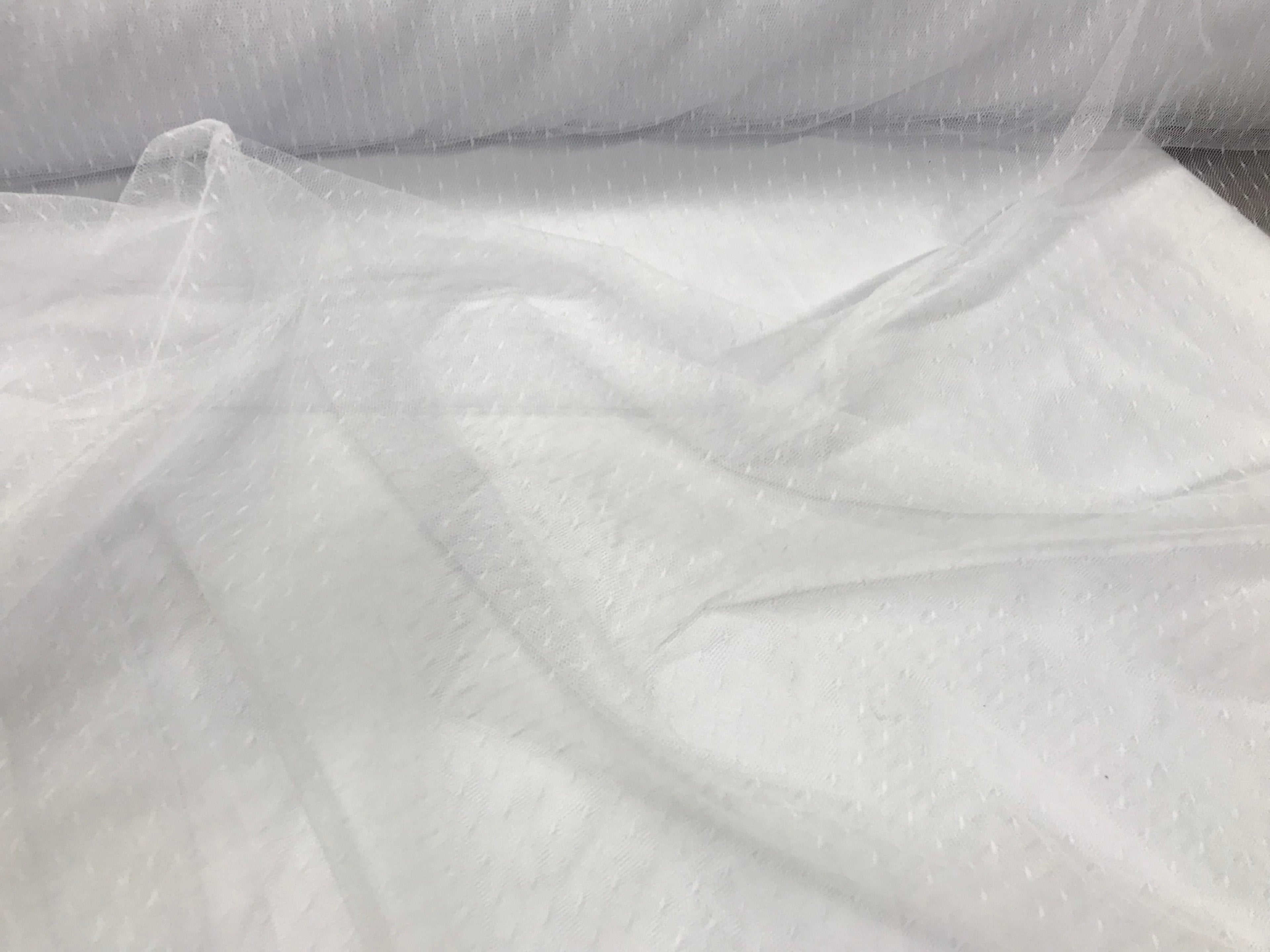 English Netting - White - Mesh Net Fabric For Bridal Veil & Wedding Decor - By The Yard 58"/60"