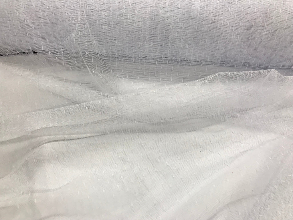 English Netting - White - Mesh Net Fabric For Bridal Veil & Wedding Decor - By The Yard 58"/60"