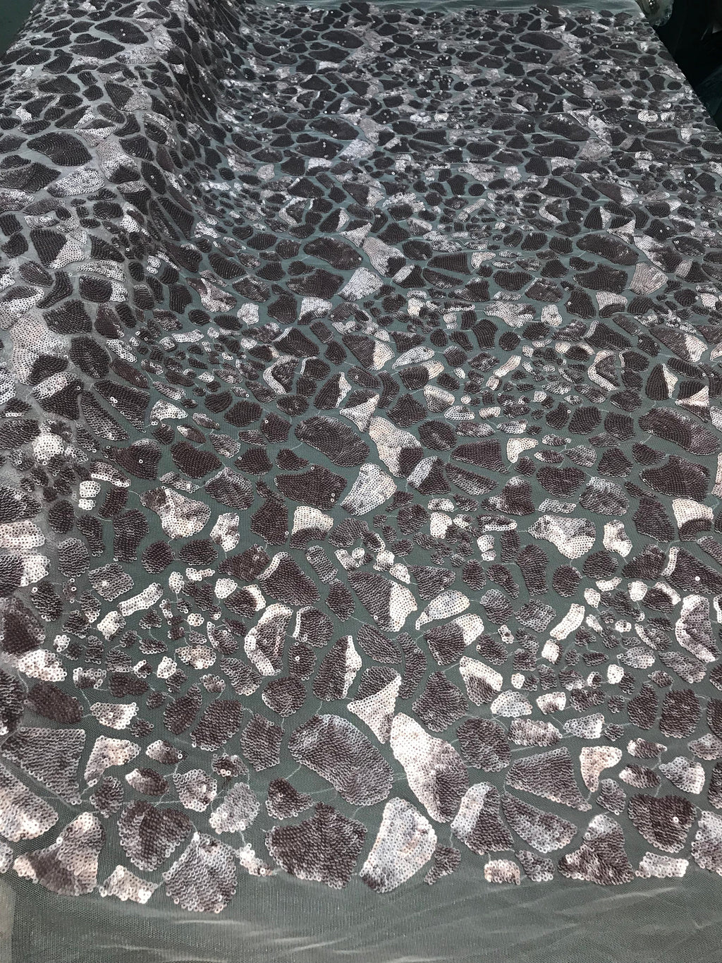 Leopard Sequins Fabric - Dusty Rose Animal Print Shiny Sequins Design 2 Way Stretch Sold By Yard