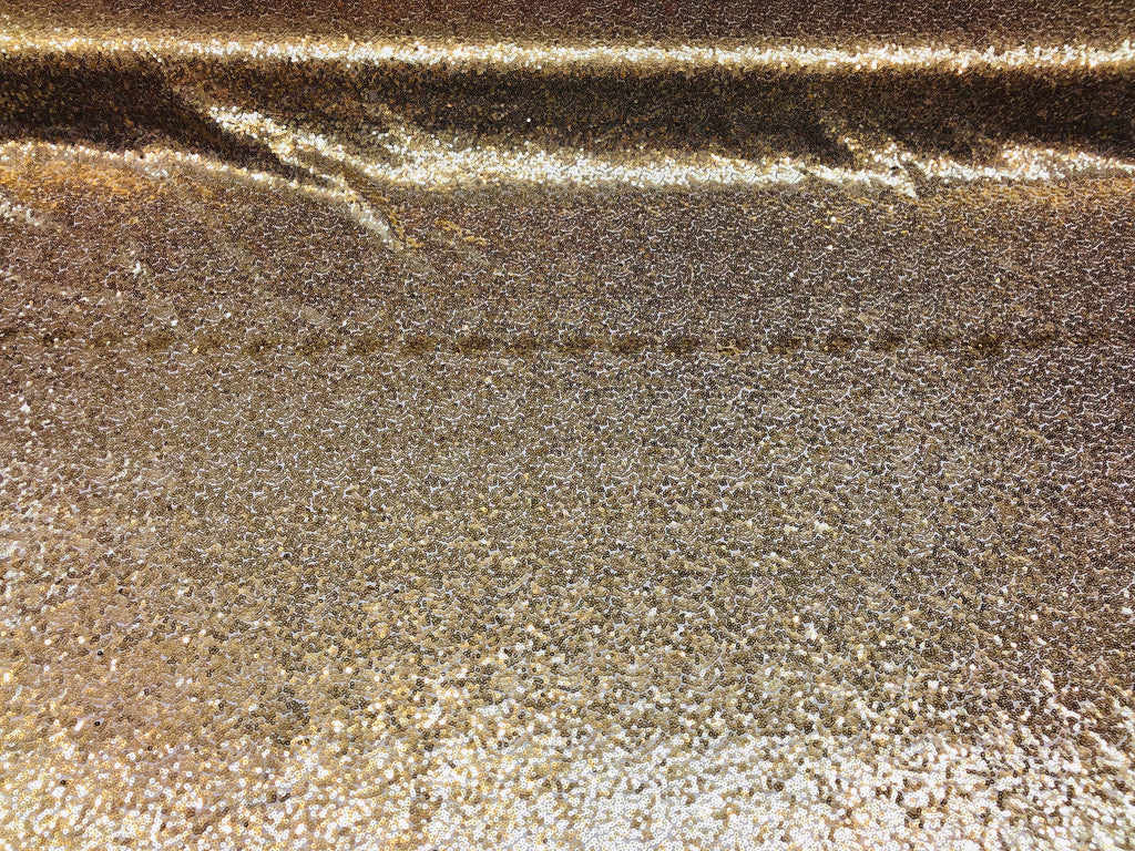 Mini Glitz Sequins - Light Gold -  Stretch Shiny Sequins Mesh Fabric Sold By The Yard