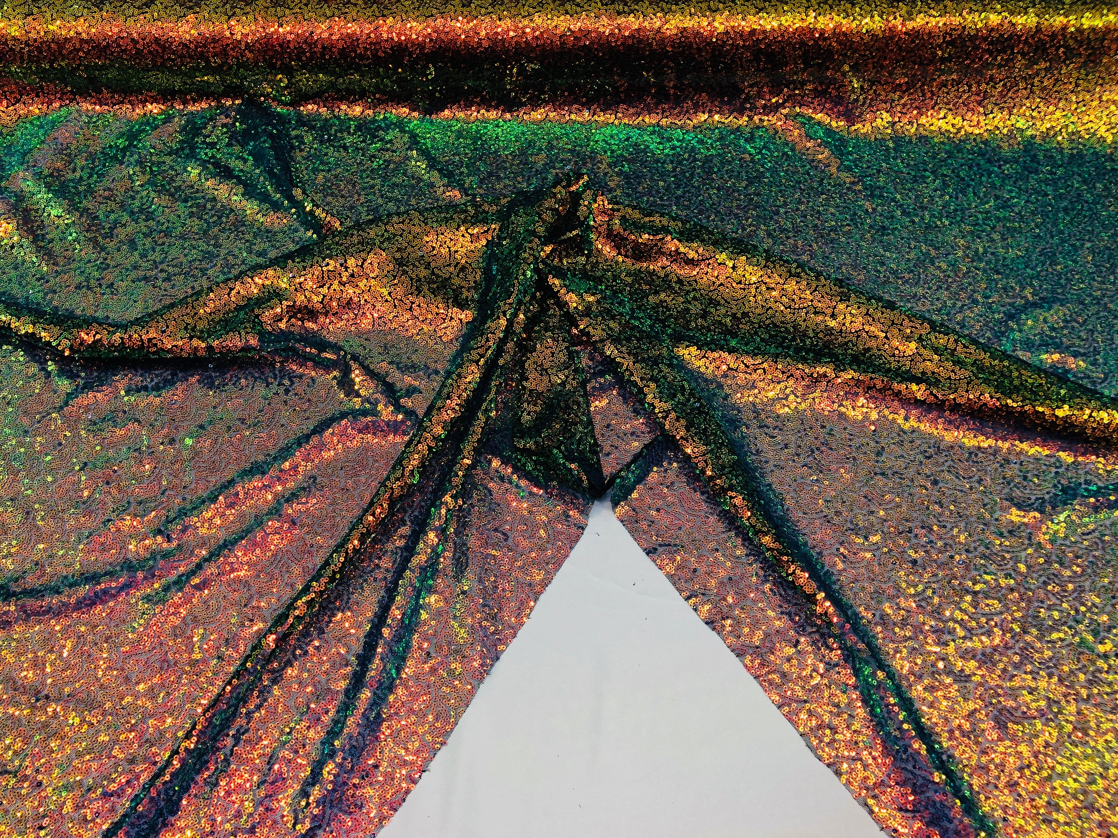 Mini Glitz Sequins - Iridescent Rainbow -  Stretch Shiny Sequins Mesh Fabric Sold By The Yard