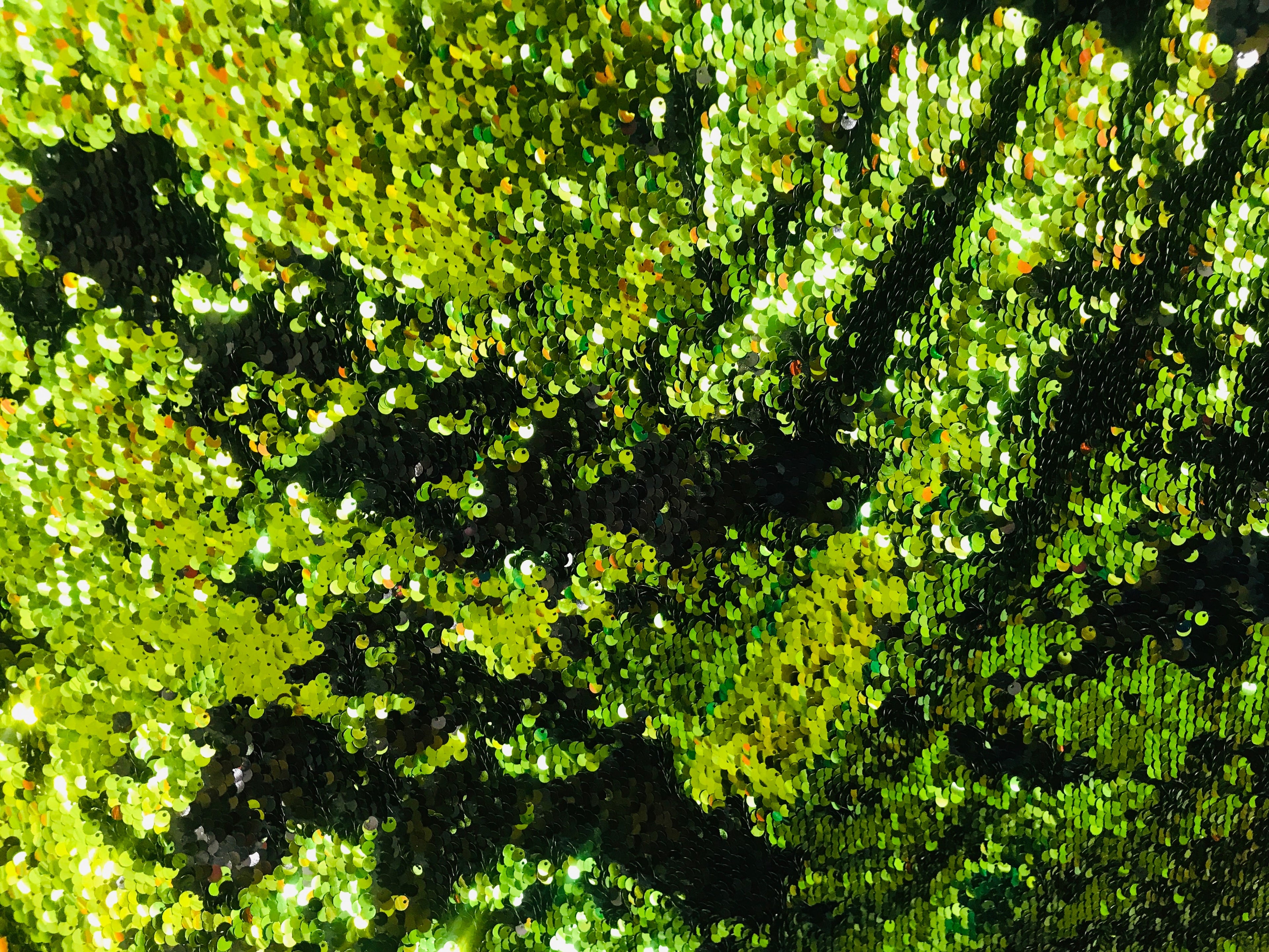 Flip Up Sequins Reversible - Green-Black Shiny Reversible Mermaid Sequins Spandex Fabric By The Yard