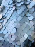 Circle Sequins - Matte Silver -  Big Sequins On Mesh Fabric Sold By The Yard
