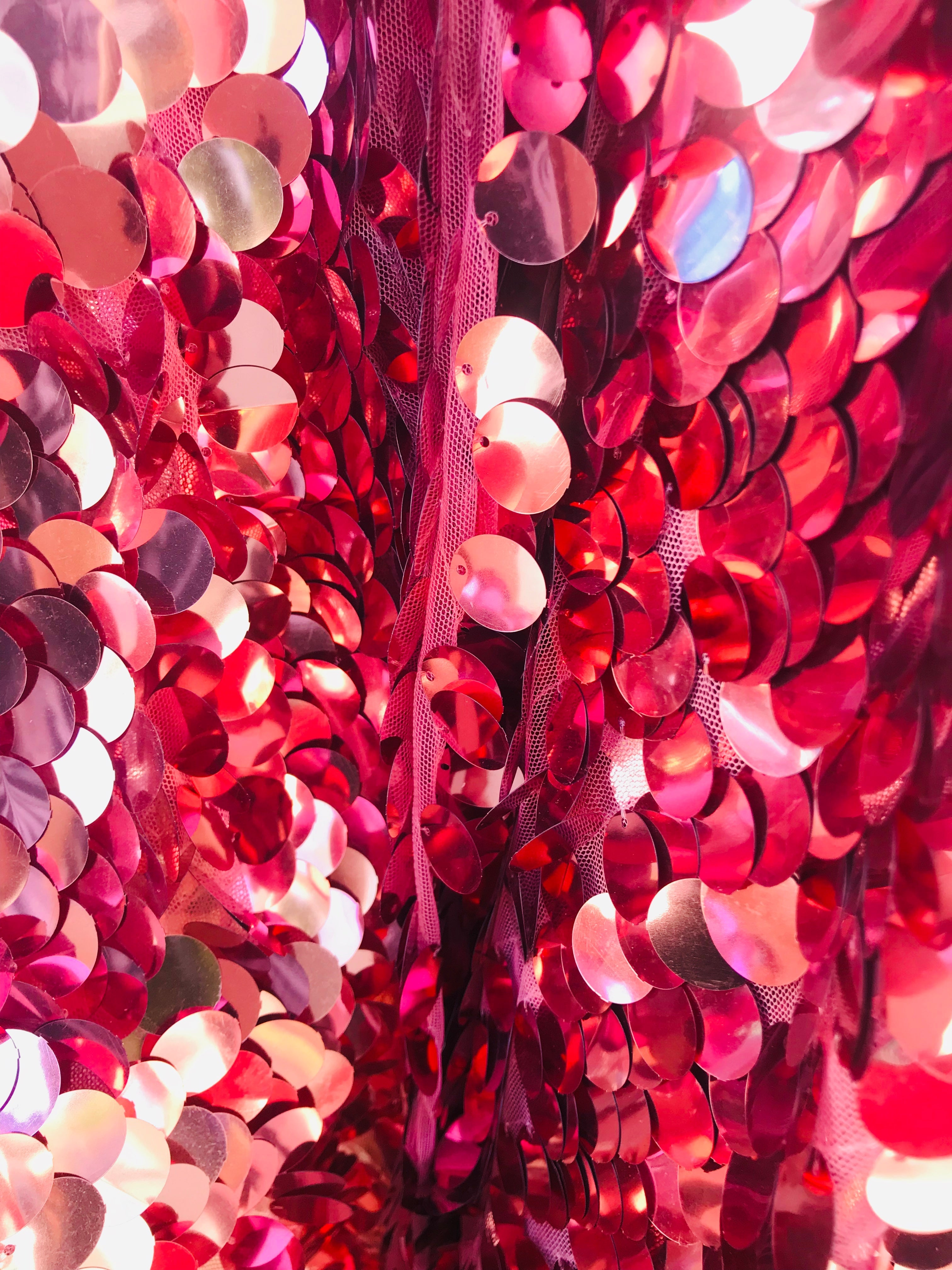 Circle Sequins - Dusty Rose - Multi-Color Big Sequins On Mesh Fabric Sold By The Yard