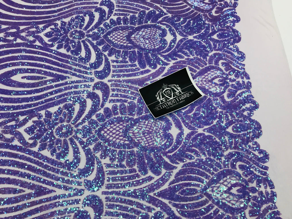 Symbol Pattern - Iridescent Lilac - 4 Way Stretch High Fashion Shiny Pattern Sequins
