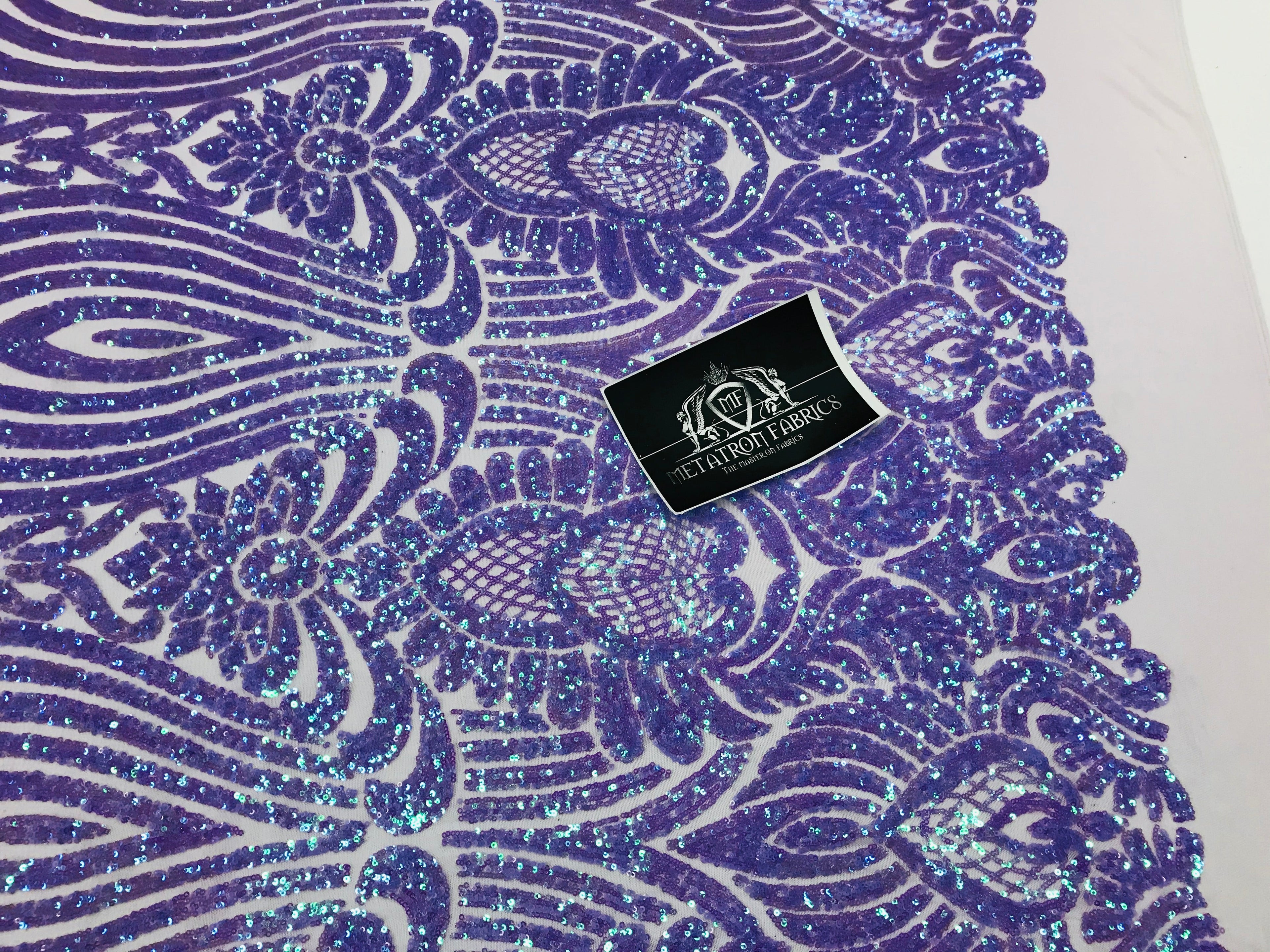 Symbol Pattern - Iridescent Lilac - 4 Way Stretch High Fashion Shiny Pattern Sequins