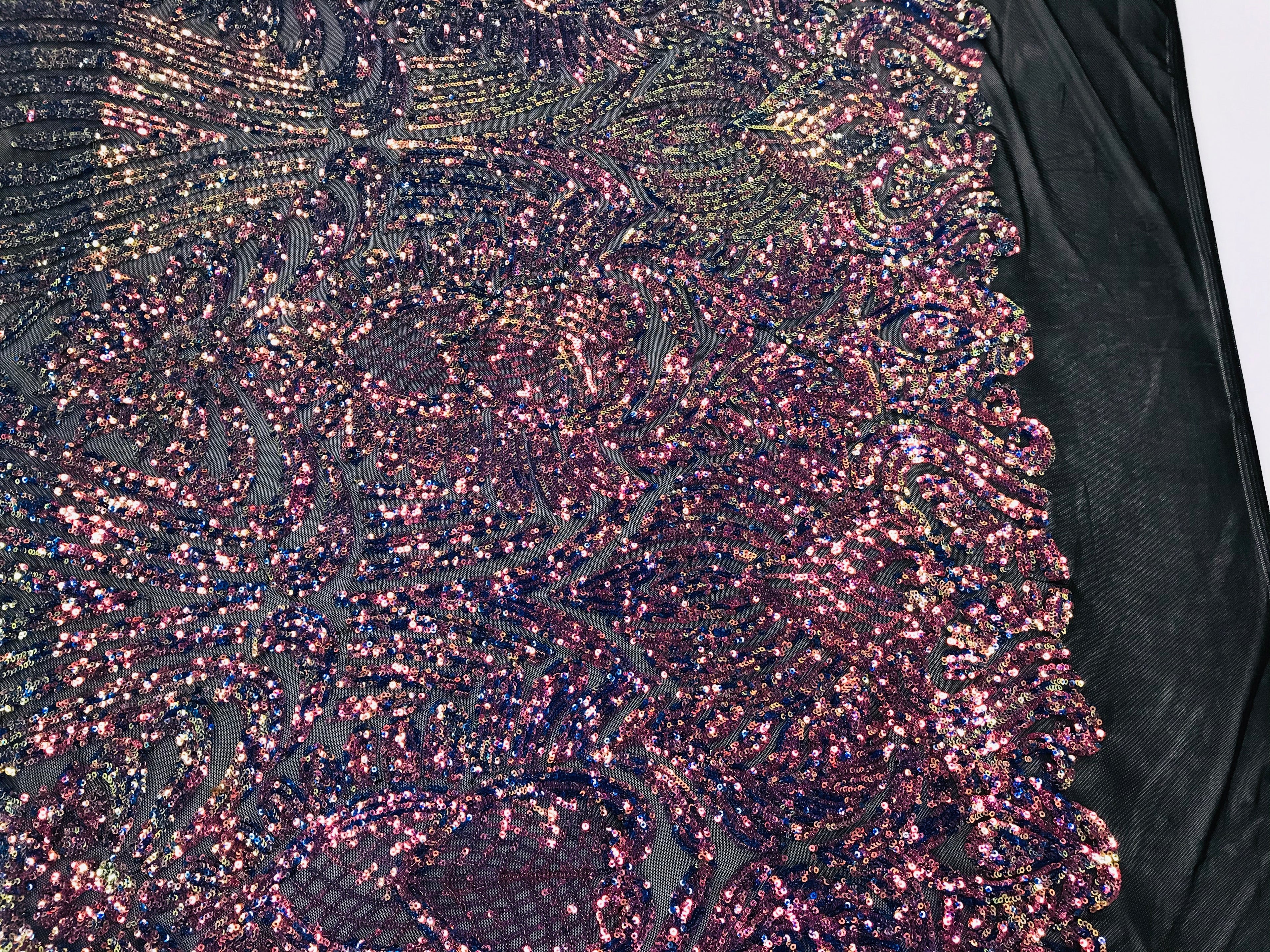 Symbol Pattern - Iridescent Rainbow - 4 Way Stretch High Fashion Shiny Pattern Sequins