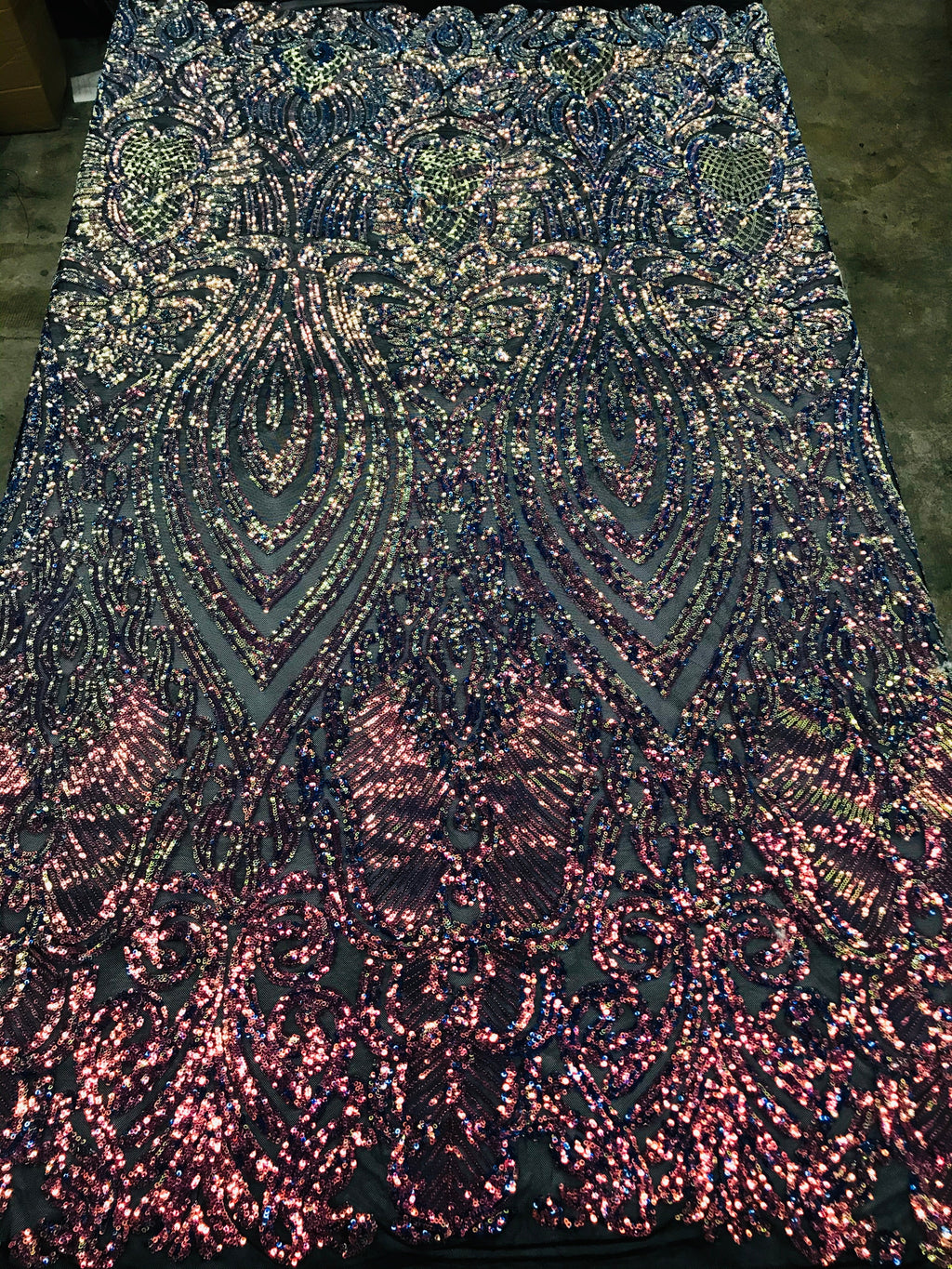 Symbol Pattern - Iridescent Rainbow - 4 Way Stretch High Fashion Shiny Pattern Sequins