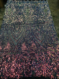 Symbol Pattern - Iridescent Rainbow - 4 Way Stretch High Fashion Shiny Pattern Sequins