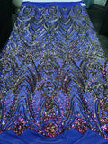 Fish Net Damask Sequins - Magenta - 4 Way Stretch Shiny Fashion Sequins By Yard