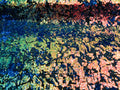Reversible Velvet Sequins - Iridescent Blue Rainbow  2 Way Stretch Shiny Sequins Fabric Black Velvet