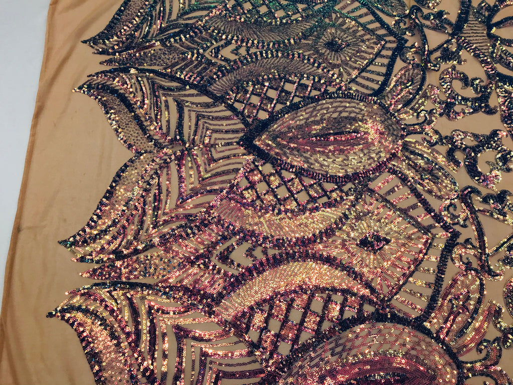 Holographic Sequins - Purple - 4 Way Stretch Glam Shine Iridescent Color Sequins Fabric