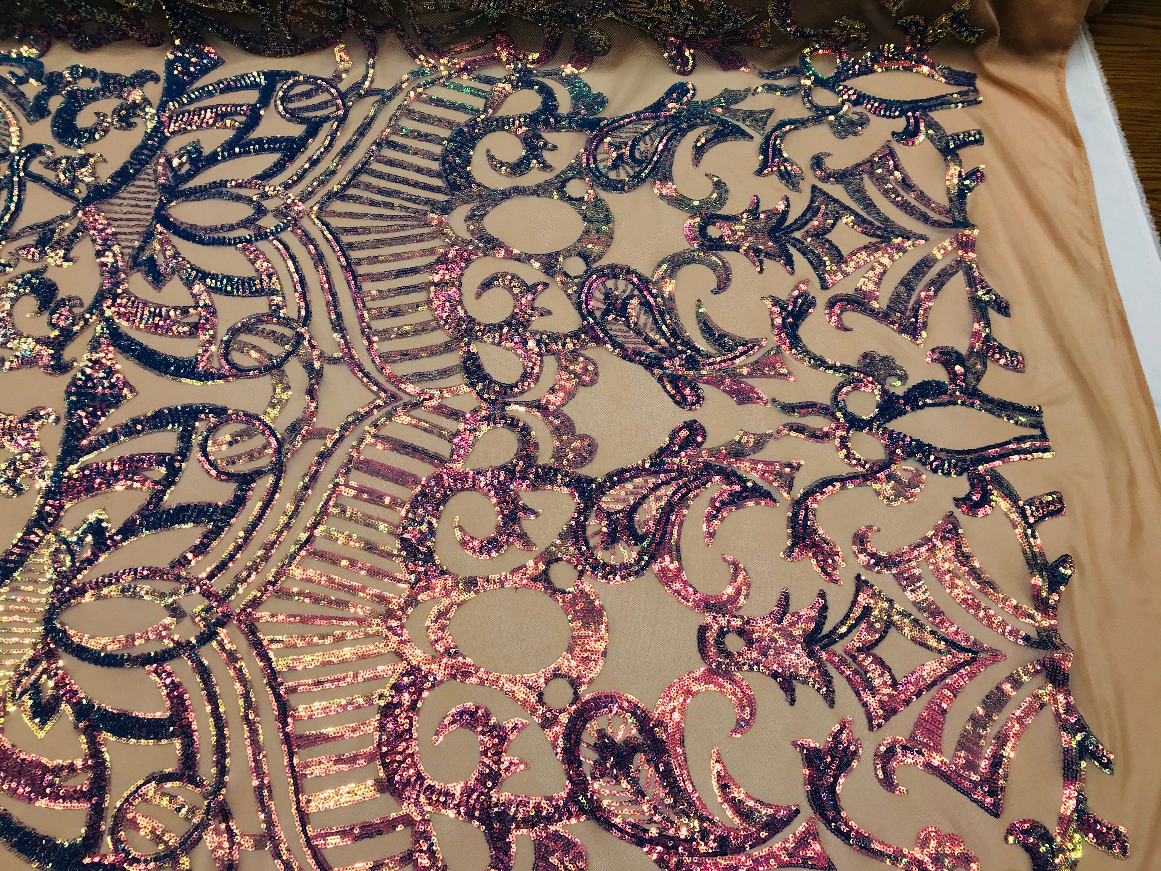 Holographic Sequins - Purple - 4 Way Stretch Glam Shine Iridescent Color Sequins Fabric
