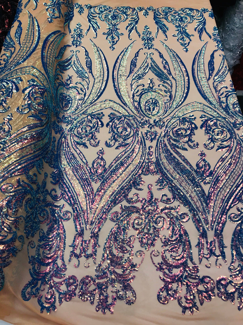 Holographic Sequins - Purple - 4 Way Stretch Glam Shine Iridescent Color Sequins Fabric