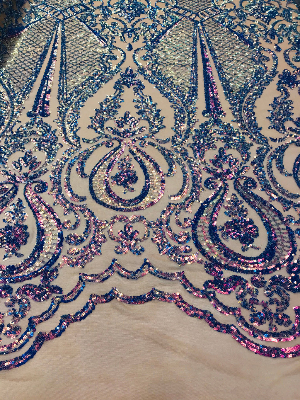 Holographic Sequins - Purple - 4 Way Stretch Glam Shine Iridescent Color Sequins Fabric