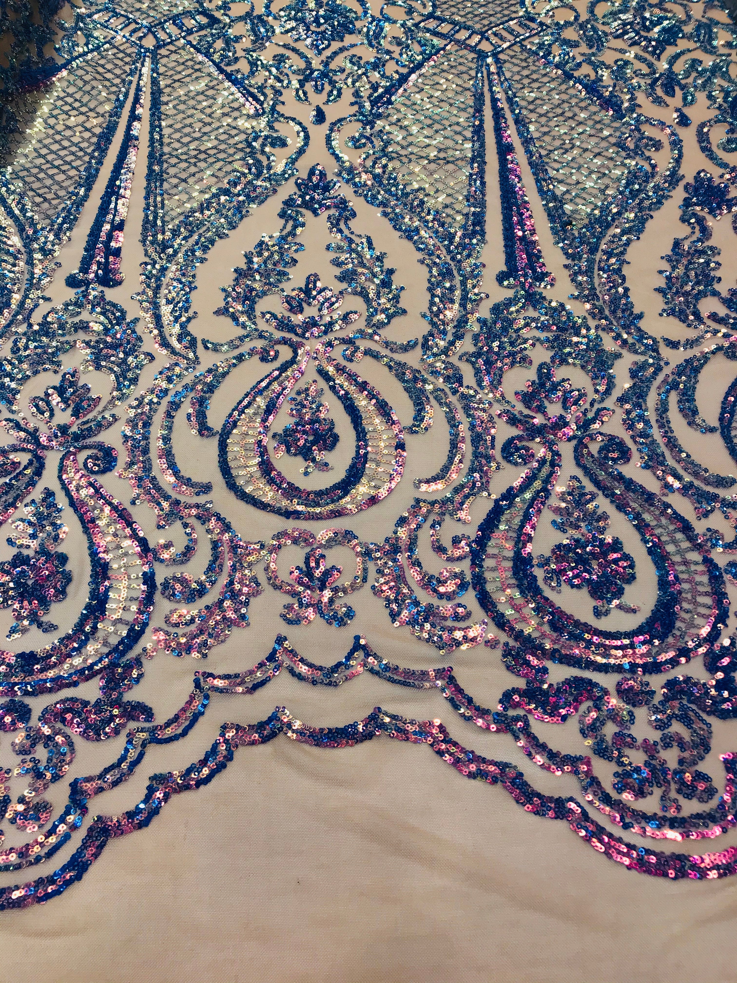 Holographic Sequins - Purple - 4 Way Stretch Glam Shine Iridescent Color Sequins Fabric