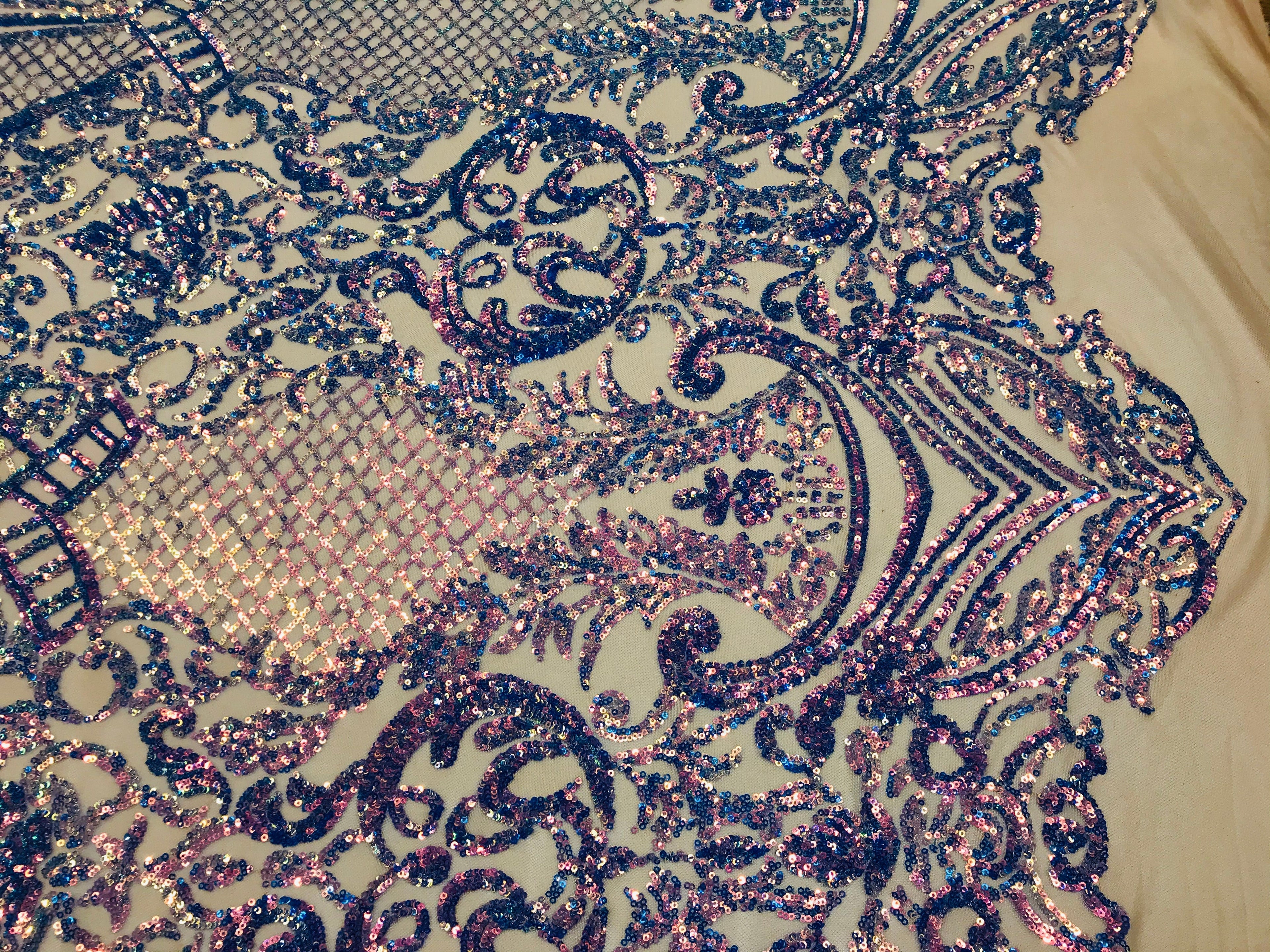 Holographic Sequins - Purple - 4 Way Stretch Glam Shine Iridescent Color Sequins Fabric