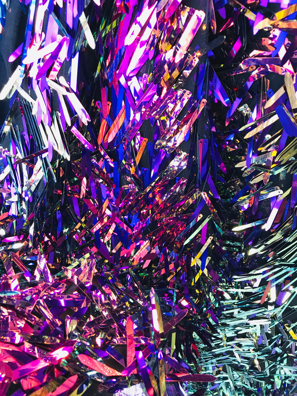 Sword Design - Purple - Iridescent Sequins Fabric - Embroidery On A Mesh For  Sold By The Yard