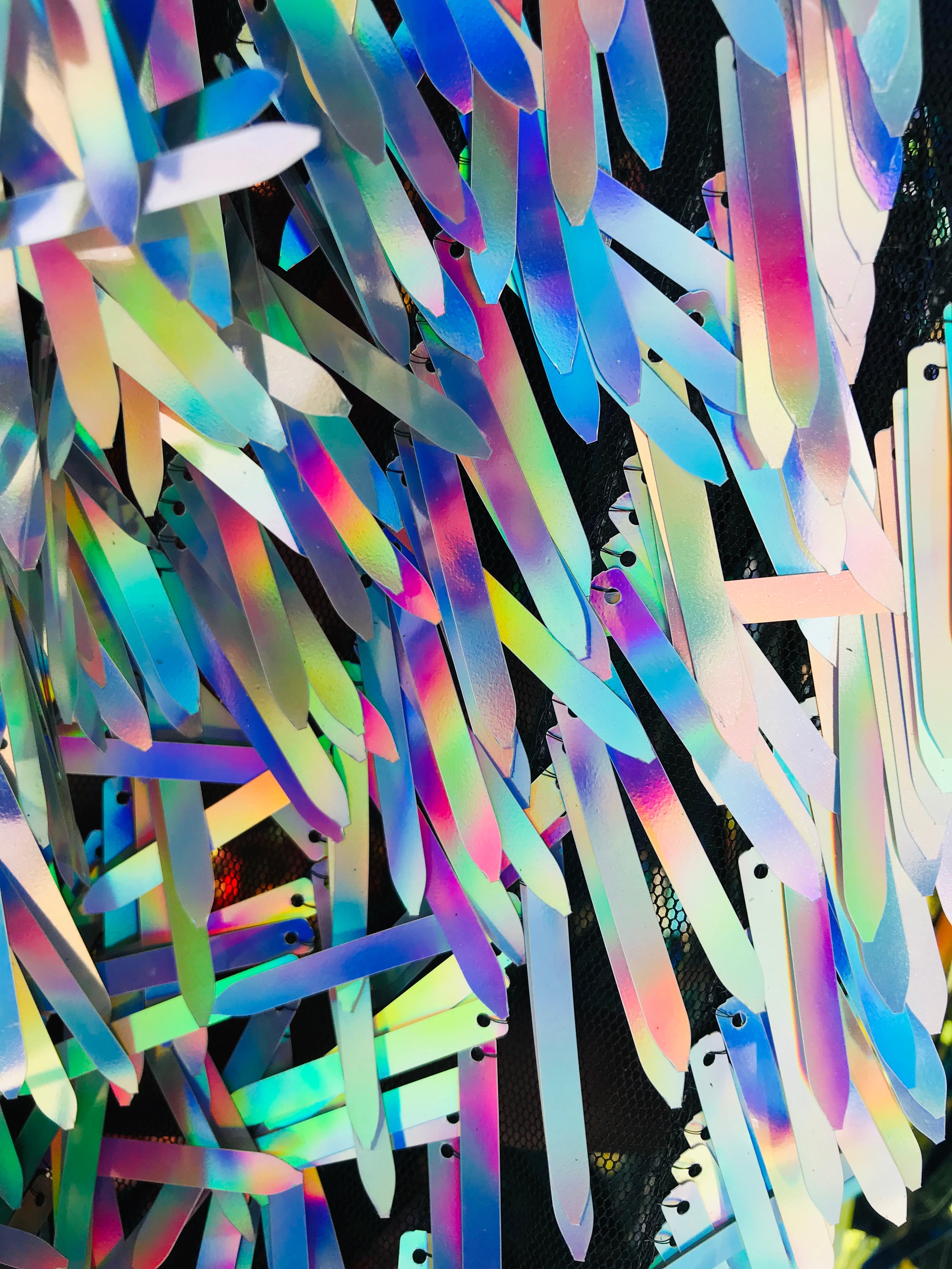 Sword Design - Silver - Iridescent Sequins Fabric Embroidery On A Mesh For Sold By The Yard