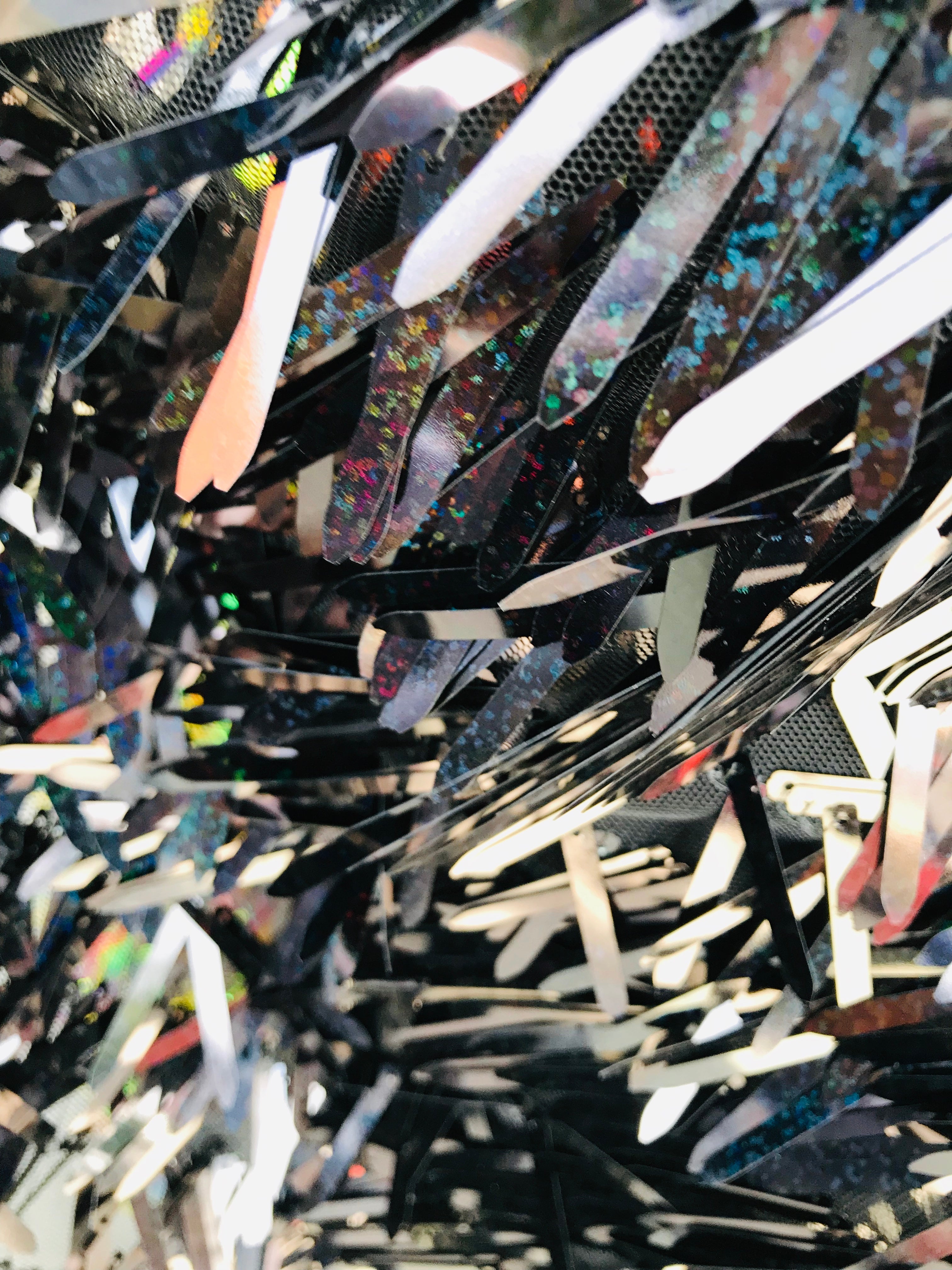 Sword Design - Black Holographic - Sequins Fabric Embroidery On A Mesh For Sold By The Yard