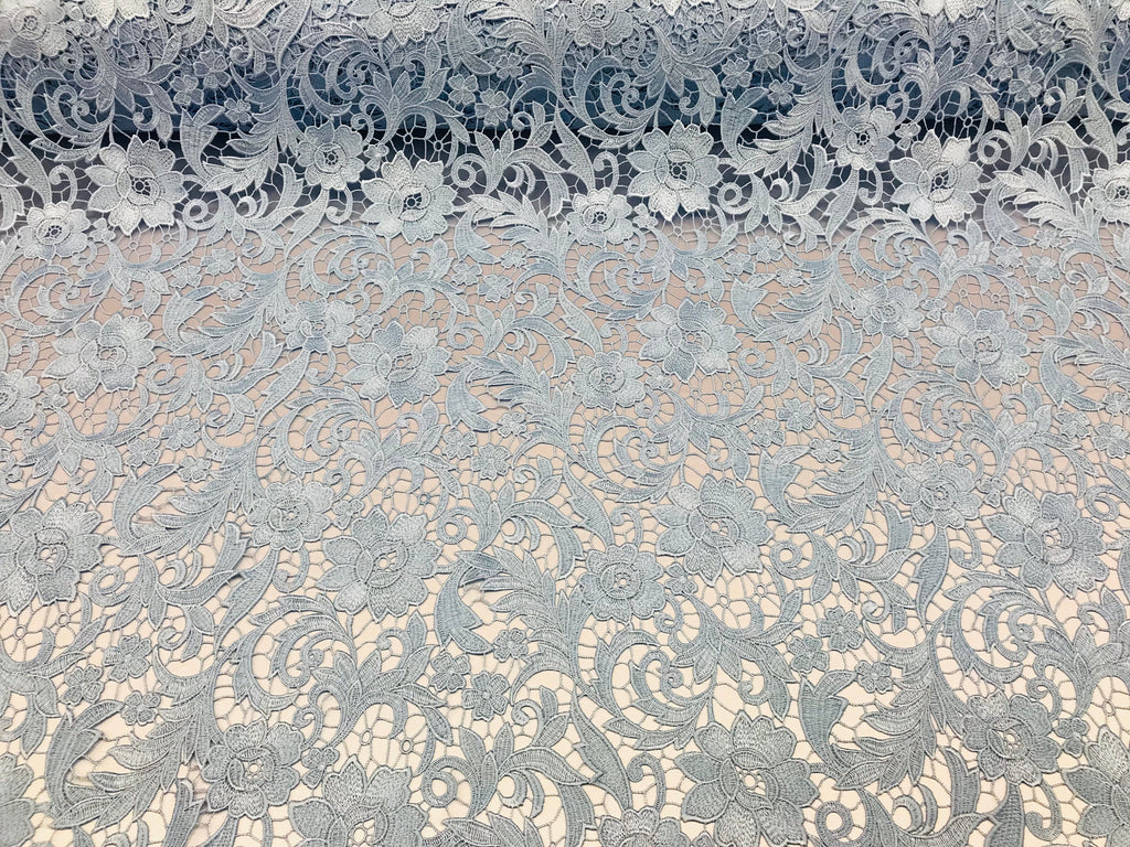 Guipure Lace Fabric - Baby Blue  - Embroidered Bridal Wedding Dress Design Sold By The Yard